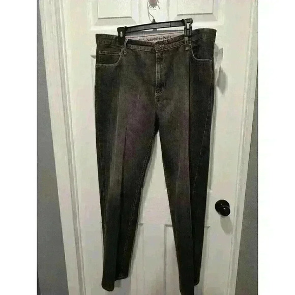 EXC Lands' End Black Traditional Fit Tapered Leg Denim Jeans Men's Size 37x32 - Picture 1 of 11